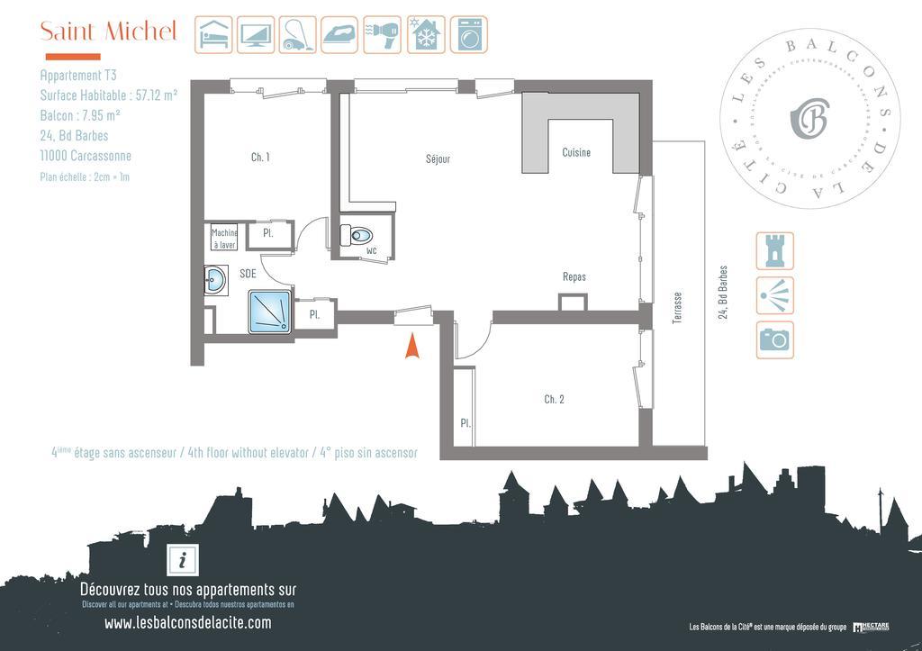 Appartement Le Saint Michel - Les Balcons De La Cite การ์กาซอน ภายนอก รูปภาพ